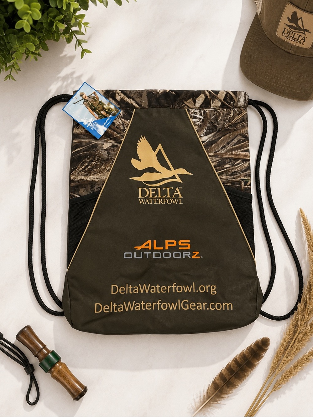 🦆 NWT Delta Waterfowl Camo Drawstring Backpack | ALPS Outdoorz Gear Bag